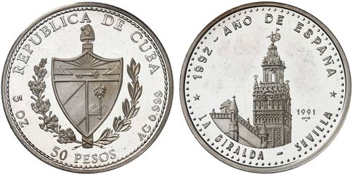 1991. Cuba. 50 pesos. (Kr. 357). ... 