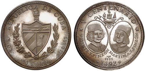 1991. Cuba. 50 pesos. (Kr. 434). ... 