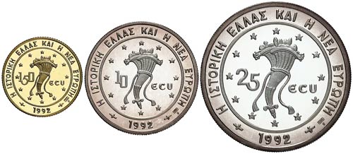 1992. Grecia. 10, 25 (AG) y 150 ... 