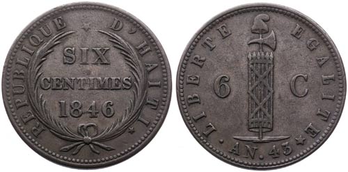 1846. Haití. 6 céntimos. (Kr. ... 