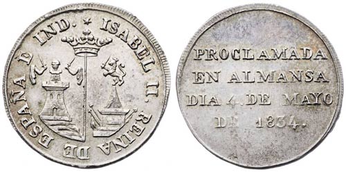 1834. Isabel II. Almansa. Medalla ... 