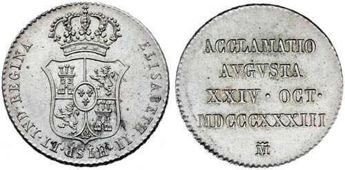 1833. Isabel II. Madrid. Medalla ... 