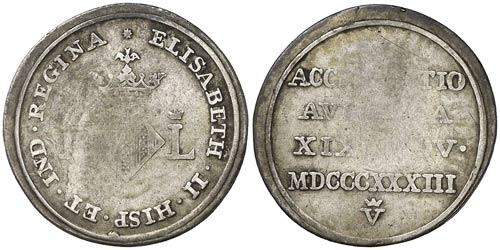 1833. Isabel II. Valencia. Medalla ... 