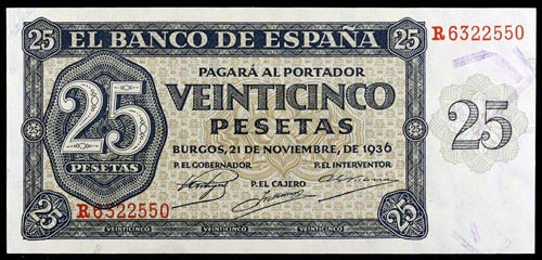 1936. Burgos. 25 pesetas. (Ed. ... 