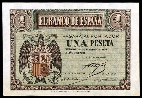 1938. Burgos. 1 peseta. (Ed. D28a) ... 
