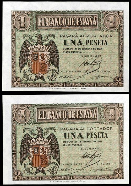 1938. Burgos. 1 peseta. (Ed. D28b) ... 
