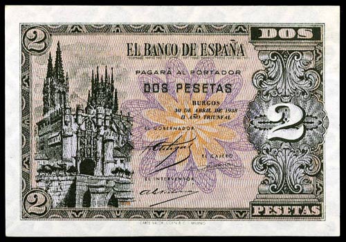 1938. Burgos. 2 pesetas. (Ed. D30) ... 