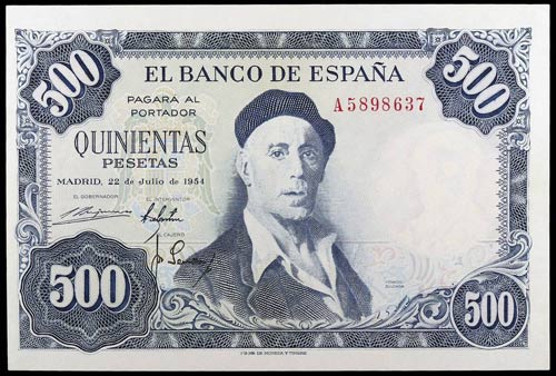 1954. 500 pesetas. (Ed. D69a) (Ed. ... 