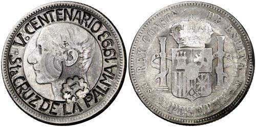 1882. Alfonso XII. 2 pesetas. 9,89 ... 