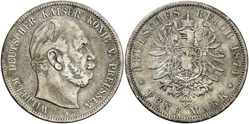 1874. Alemania. Prusia. Guillermo ... 