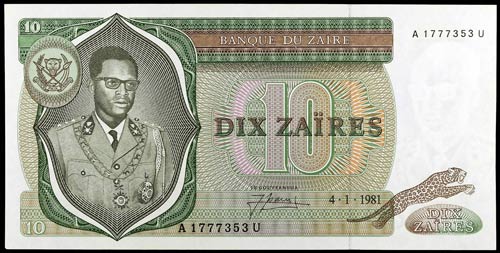 1981. Zaire. Banco de Zaire. 10 ... 
