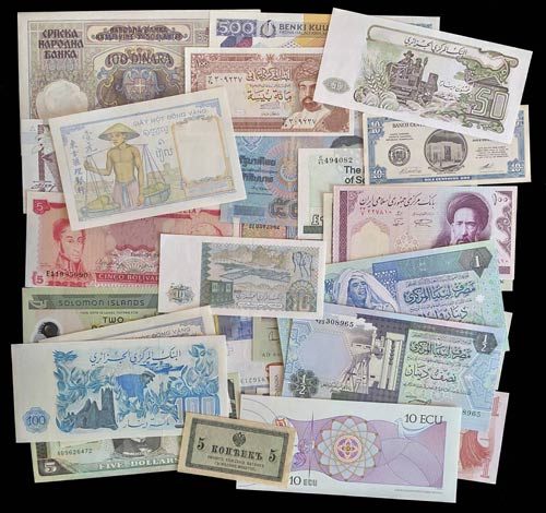 31 billetes de diversos países. A ... 