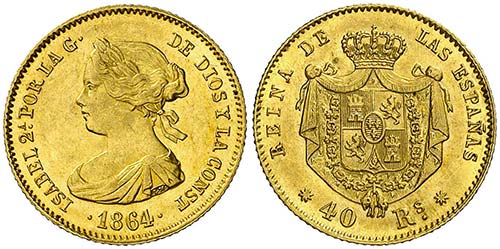 1864. Isabel II. Barcelona. 40 ... 