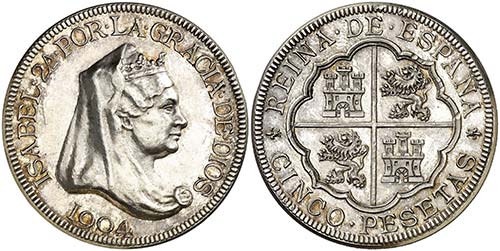 1904. Isabel II. 5 pesetas. (AC. ... 