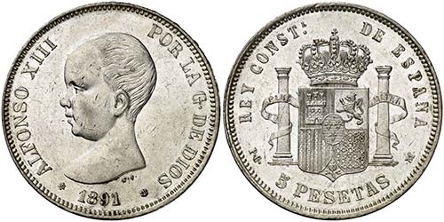 1891*1891. Alfonso XIII. PGM. 5 ... 