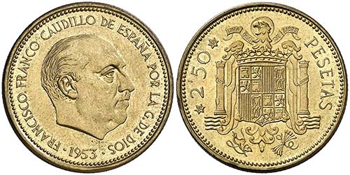 1953*1968. Franco. 2,50 pesetas. ... 