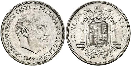 1947*E51. Franco. 5 pesetas. (AC. ... 