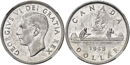 1948. Canadá. Jorge VI. 1 dólar. ... 