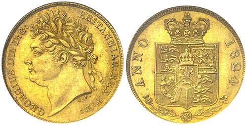1824. Gran Bretaña. Jorge IV. 1/2 ... 