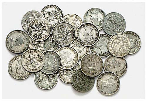 22 monedas de Isabel II de 1 real ... 