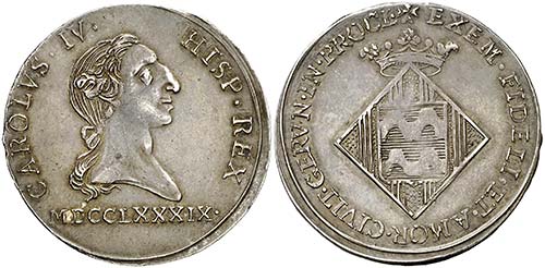 1789. Carlos IV. Girona. Medalla ... 
