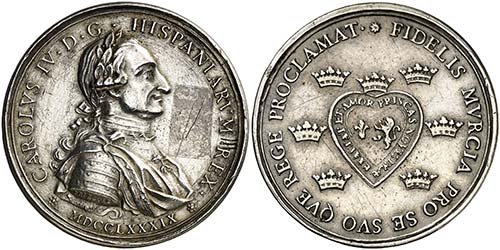 1789. Carlos IV. Murcia. Medalla ... 