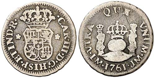 1761. Carlos III. Lima. JM. 1/2 ... 