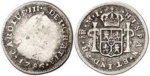 1786. Carlos III. Lima. MI. 1/2 ... 
