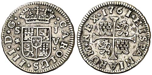 1761. Carlos III. Sevilla. JV. 1/2 ... 