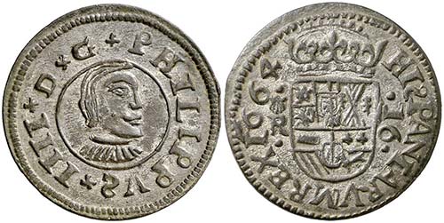 1664. Felipe IV. Coruña. R. 16 ... 