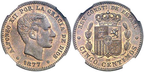 1877. Alfonso XII. Barcelona. OM. ... 