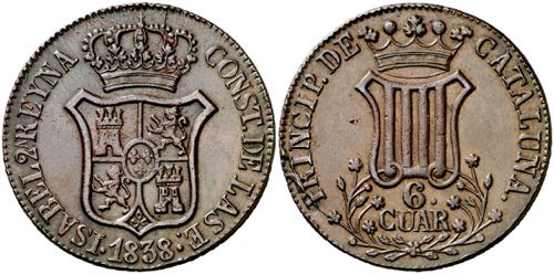 1838. Isabel II. Barcelona. 6 ... 