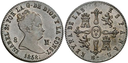 1858. Isabel II. Barcelona. 8 ... 