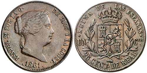 1861. Isabel II. Segovia. 25 ... 