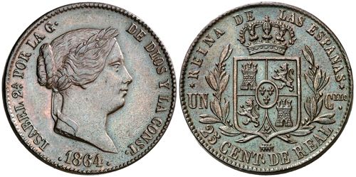 1864. Isabel II. Segovia. 25 ... 