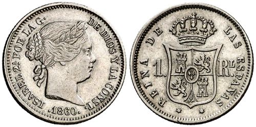 1860. Isabel II. Madrid. 1 real. ... 