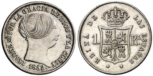 1852. Isabel II. Sevilla. 1 real. ... 
