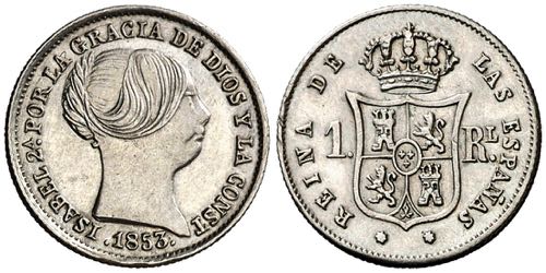 1853. Isabel II. Sevilla. 1 real. ... 