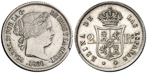 1860/59. Isabel II. Barcelona. 2 ... 
