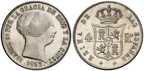 1853. Isabel II. Barcelona. 4 ... 