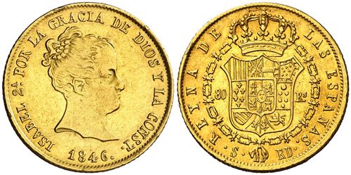 1846. Isabel II. Sevilla. RD. 80 ... 