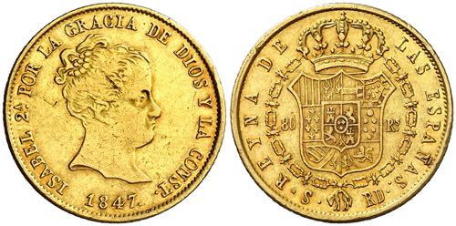 1847. Isabel II. Sevilla. RD. 80 ... 
