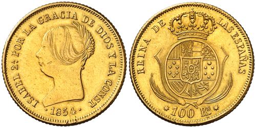 1854. Isabel II. Barcelona. 100 ... 