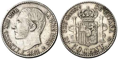 1881*81. Alfonso XII. MSM. 50 ... 