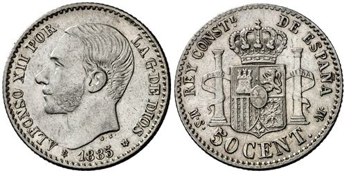 1885/1*86. Alfonso XII. MSM. 50 ... 
