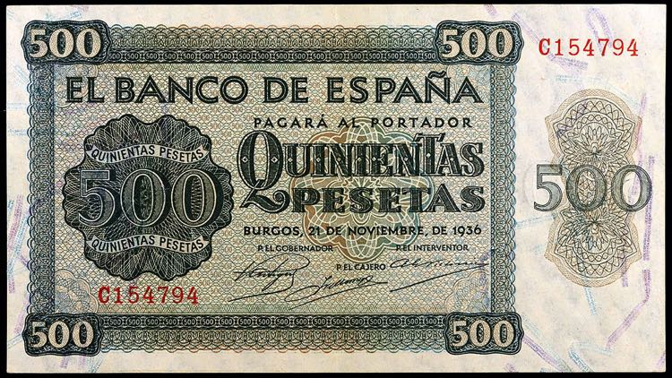 1936. Burgos. 500 pesetas. (Ed. ... 