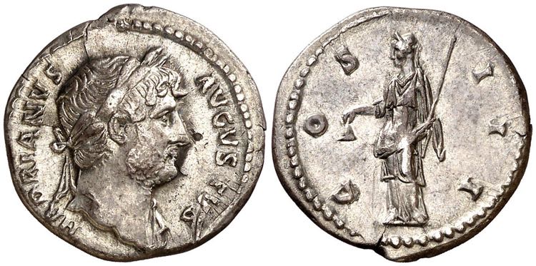 (124-127 d.C.). Adriano. Denario. ... 