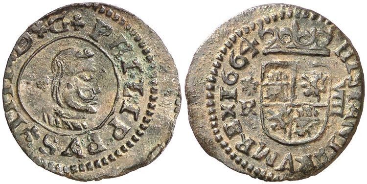 1664. Felipe IV. Coruña. R. 8 ... 