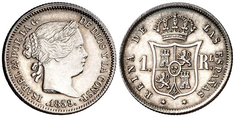 1859. Isabel II. Madrid. 1 real. ... 