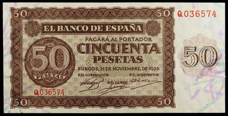 1936. Burgos. 50 pesetas. (Ed. ... 